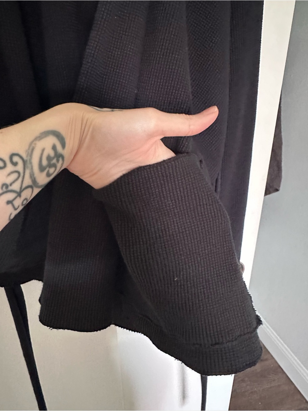 ~Gaia Conceptions HOODED COCOON BELTED SHIRT JACKET Black Large~ - Picture 6 of 8